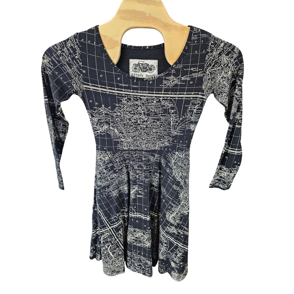 Effie's Heart Retro Atlas Print Fit & Flare Skater Dress M Rockabilly Whimsigoth